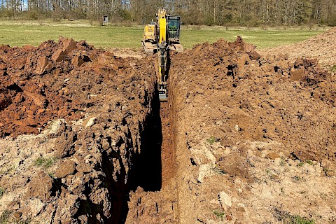 Prospecting trench in overlying clay on Zechstein limestone / Western Harz Foreland (2020)