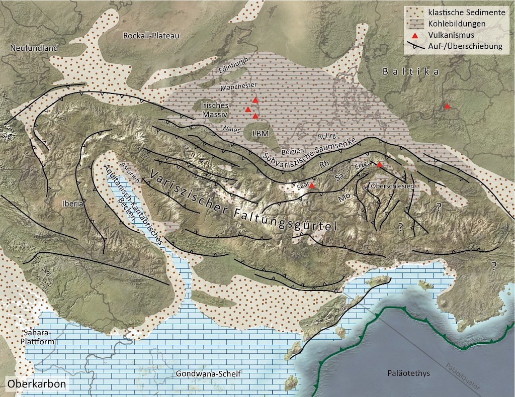 Palaeogeography at the time of the Upper Carboniferous / source Meschede (2015)
